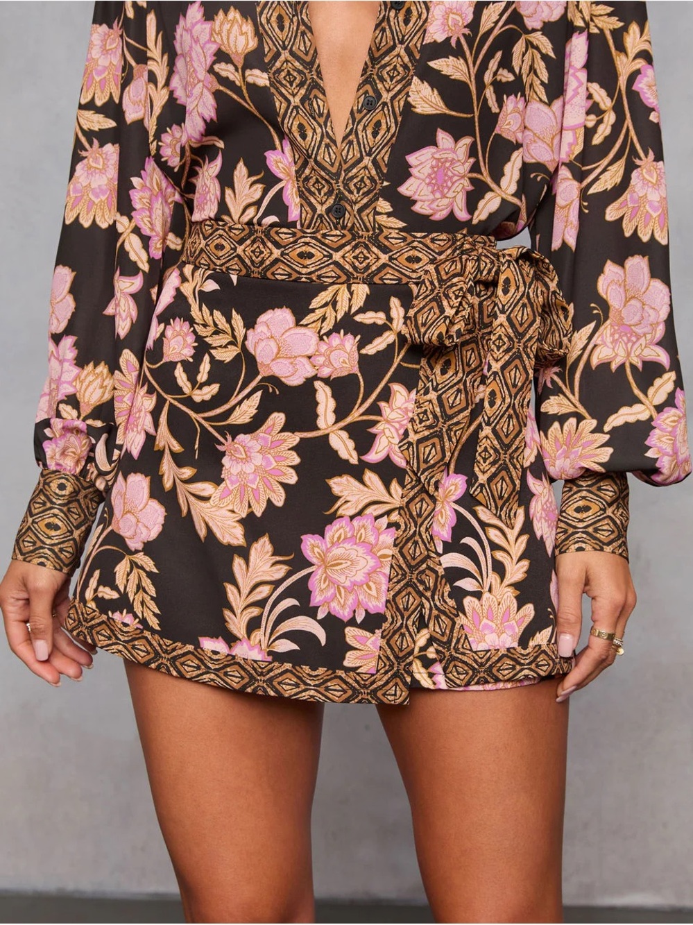 Black Floral Mini Skort- Small